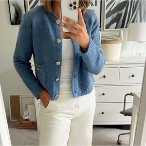 Massimo Dutti Blue Boucle Cardigan